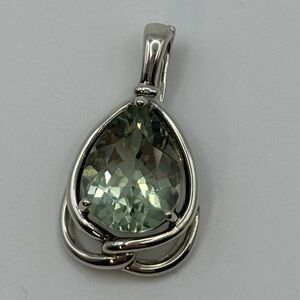 Prasiolite Large Pear Sterling Silver Teardrop Enhancer Pendant
